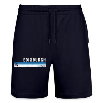Edinburgh Scotland Scottish Souvenir for UK - Stanley/Stella Trainer Unisex Organic Jogging Shorts - dark navy - Front - Nik (191cm) & Marisol (170cm)