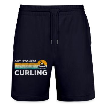 Équipe de curling - Short de jogging bio TRAINER Stanley/Stella unisexe - marine foncé - Devant - Nik (191cm) & Marisol (170cm)