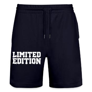 Limited Edition - Stanley/Stella Trainer Unisex Organic Jogging Shorts - dark navy - Front - Nik (191cm) & Marisol (170cm)