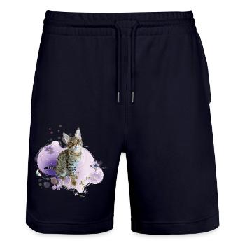 Tabby - Stanley/Stella Trainer Unisex Organic Jogging Shorts - dark navy - Front - Nik (191cm) & Marisol (170cm)