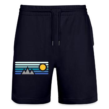 Berge - Stanley/Stella Unisex Bio Joggingshorts Trainer  - Dark navy - Vorne - Nik (191cm) & Marisol (170cm)