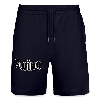Swing - Stanley/Stella Trainer Unisex Organic Jogging Shorts - dark navy - Front - Nik (191cm) & Marisol (170cm)