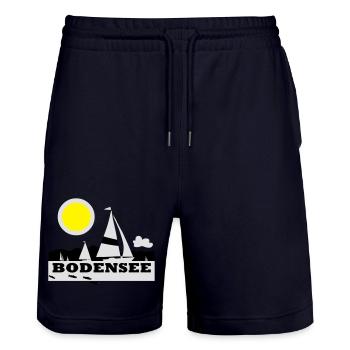 Bodensee Segeltraum - Stanley/Stella Unisex Bio Joggingshorts Trainer  - Dark navy - Vorne - Nik (191cm) & Marisol (170cm)