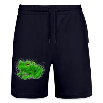 Grass Frog - Stanley/Stella Trainer Unisex Organic Jogging Shorts - dark navy - Front - Nik (191cm) & Marisol (170cm)