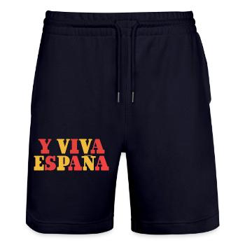 Y Viva España - Stanley/Stella Unisex Bio Joggingshorts Trainer  - Dark navy - Vorne - Nik (191cm) & Marisol (170cm)