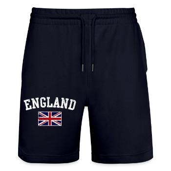 Union Jack de l’Angleterre - Short de jogging bio TRAINER Stanley/Stella unisexe - marine foncé - Devant - Nik (191cm) & Marisol (170cm)
