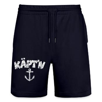 Käpt'n Anker (Vintage Weiß) Kapitän Boot & Segeln - Stanley/Stella Unisex Bio Joggingshorts Trainer  - Dark navy - Vorne - Nik (191cm) & Marisol (170cm)