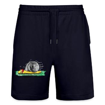 Qui ralentit perd - Short de jogging bio TRAINER Stanley/Stella unisexe - marine foncé - Devant - Nik (191cm) & Marisol (170cm)