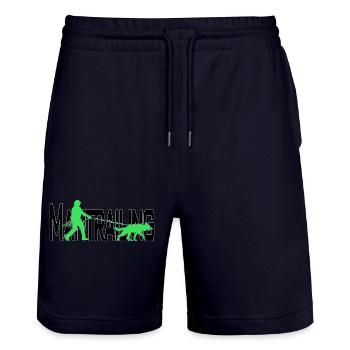 Mantrailing black / green - Stanley/Stella Trainer Unisex Organic Jogging Shorts - dark navy - Front - Nik (191cm) & Marisol (170cm)