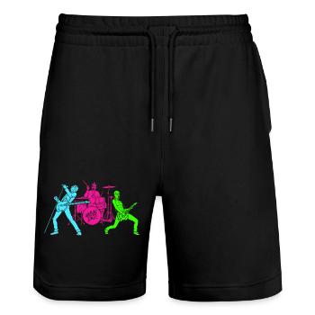 Mobile Devz Band - Band von Entwicklern - Stanley/Stella Unisex Bio Joggingshorts Trainer  - Schwarz - Vorne - Nik (191cm) & Marisol (170cm)