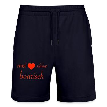 mei herz schlogt boarisch - Stanley/Stella Unisex Bio Joggingshorts Trainer  - Dark navy - Vorne - Nik (191cm) & Marisol (170cm)