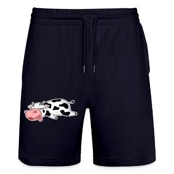 Cow lady girl - Stanley/Stella Trainer Unisex Organic Jogging Shorts - dark navy - Front - Nik (191cm) & Marisol (170cm)