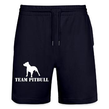 team pitbull - Short de jogging bio TRAINER Stanley/Stella unisexe - marine foncé - Devant - Nik (191cm) & Marisol (170cm)