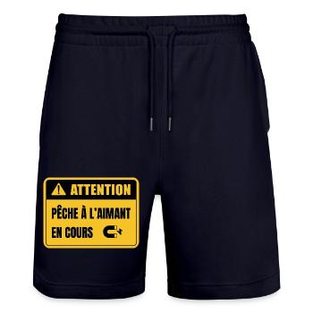 Pêche à l'aimant en cours - cadeau pêcheur aimant - Short de jogging bio TRAINER Stanley/Stella unisexe - marine foncé - Devant - Nik (191cm) & Marisol (170cm)