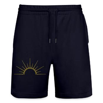 Sonnenaufgang minimal abstrakt - Stanley/Stella Unisex Bio Joggingshorts Trainer  - Dark navy - Vorne - Nik (191cm) & Marisol (170cm)