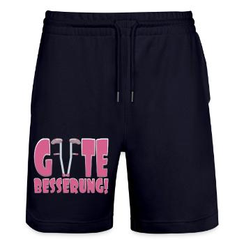 Gute Besserung Krücken Gehhilfen KRANK GENESUNG - Stanley/Stella Unisex Bio Joggingshorts Trainer  - Dark navy - Vorne - Nik (191cm) & Marisol (170cm)