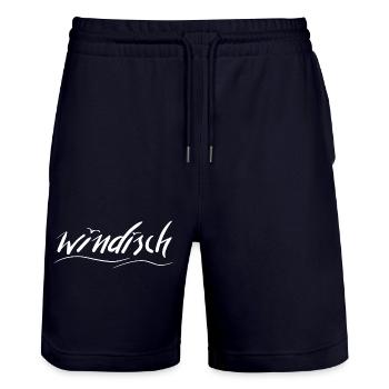 Windisch Script Design für Individualität - Stanley/Stella Unisex Bio Joggingshorts Trainer  - Dark navy - Vorne - Nik (191cm) & Marisol (170cm)
