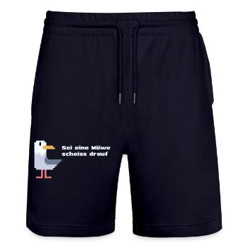 sei eine pixel Möwe - Stanley/Stella Unisex Bio Joggingshorts Trainer  - Dark navy - Vorne - Nik (191cm) & Marisol (170cm)