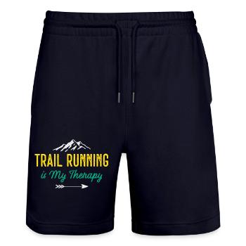 Trailrunning ist meine Therapie - Stanley/Stella Unisex Bio Joggingshorts Trainer  - Dark navy - Vorne - Nik (191cm) & Marisol (170cm)