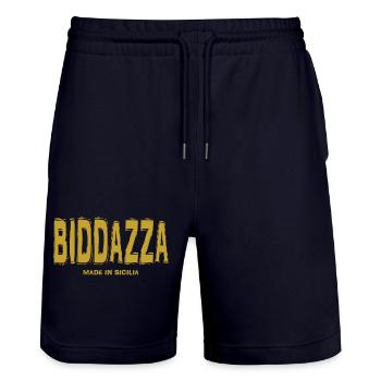 T-Shirt Biddazza T-Shirt Sizilien Sizilianisch - Stanley/Stella Unisex Bio Joggingshorts Trainer  - Dark navy - Vorne - Nik (191cm) & Marisol (170cm)