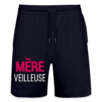 T-shirt idée cadeau mère veilleuse humour - Short de jogging bio TRAINER Stanley/Stella unisexe - marine foncé - Devant - Nik (191cm) & Marisol (170cm)