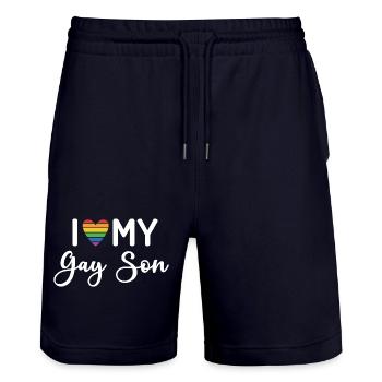 Ich liebe meinen schwulen Sohn - Stanley/Stella Unisex Bio Joggingshorts Trainer  - Dark navy - Vorne - Nik (191cm) & Marisol (170cm)