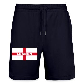 London City in englischer Flagge - Stanley/Stella Unisex Bio Joggingshorts Trainer  - Dark navy - Vorne - Nik (191cm) & Marisol (170cm)