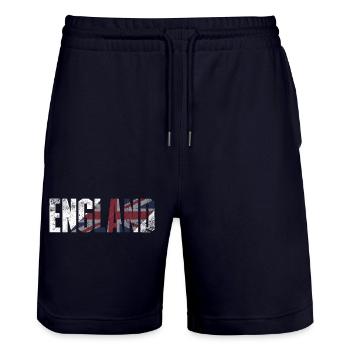 Angleterre Union Jack Typographie - Short de jogging bio TRAINER Stanley/Stella unisexe - marine foncé - Devant - Nik (191cm) & Marisol (170cm)