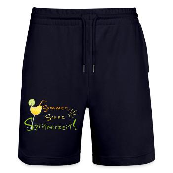 Sommer, Sonne, Spritzerzeit! Weinglas - Stanley/Stella Unisex Bio Joggingshorts Trainer  - Dark navy - Vorne - Nik (191cm) & Marisol (170cm)