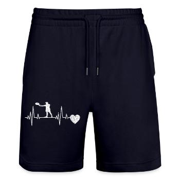 Tennis Tennis Club Raquettes de tennis Joueurs de tennis - Short de jogging bio TRAINER Stanley/Stella unisexe - marine foncé - Devant - Nik (191cm) & Marisol (170cm)