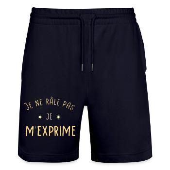 Je ne râle pas Je m'exprime - Short de jogging bio TRAINER Stanley/Stella unisexe - marine foncé - Devant - Nik (191cm) & Marisol (170cm)