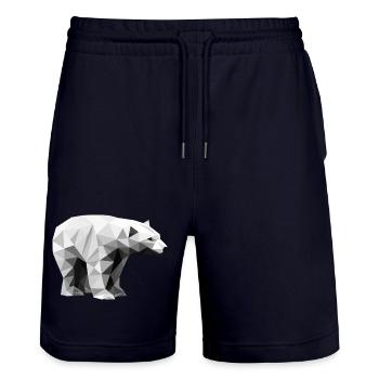 Geometrischer Eisbär | Low-Poly-Arktis-Tier - Stanley/Stella Unisex Bio Joggingshorts Trainer  - Dark navy - Vorne - Nik (191cm) & Marisol (170cm)