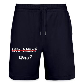 witzige Pfälzer outfits, wie bitte, was - Stanley/Stella Unisex Bio Joggingshorts Trainer  - Dark navy - Vorne - Nik (191cm) & Marisol (170cm)