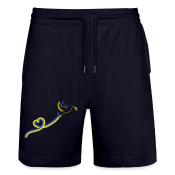 Colombe Ruban Bleu Jaune Paix - Short de jogging bio TRAINER Stanley/Stella unisexe - marine foncé - Devant - Nik (191cm) & Marisol (170cm)