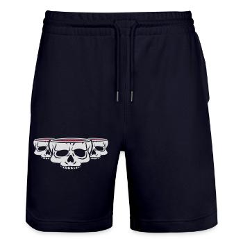 Horror Team Mug Skull - Stanley/Stella Trainer Unisex Organic Jogging Shorts - dark navy - Front - Nik (191cm) & Marisol (170cm)