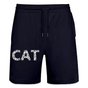 closing, Cat V2, Tier tatzen muster - Stanley/Stella Unisex Bio Joggingshorts Trainer  - Dark navy - Vorne - Nik (191cm) & Marisol (170cm)