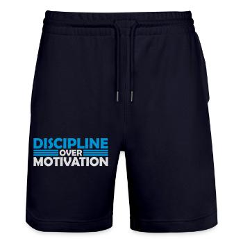 Citation de discipline sur la motivation - Short de jogging bio TRAINER Stanley/Stella unisexe - marine foncé - Devant - Nik (191cm) & Marisol (170cm)