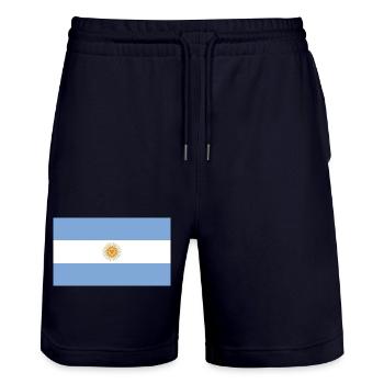 Drapeau national de l’Argentine - Short de jogging bio TRAINER Stanley/Stella unisexe - marine foncé - Devant - Nik (191cm) & Marisol (170cm)