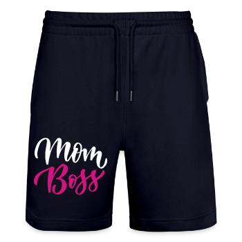 Mom Boss - Stanley/Stella Trainer Unisex Organic Jogging Shorts - dark navy - Front - Nik (191cm) & Marisol (170cm)
