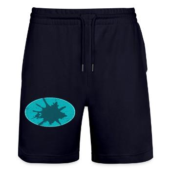 Ovaler Flash Background schmutzing - Stanley/Stella Unisex Bio Joggingshorts Trainer  - Dark navy - Vorne - Nik (191cm) & Marisol (170cm)