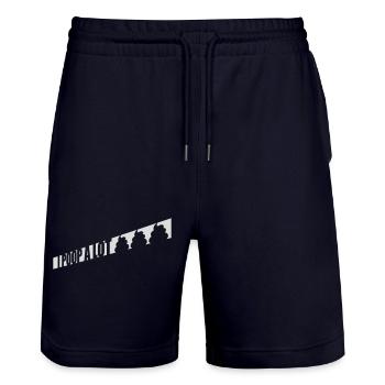 I poop a lot - Stanley/Stella Trainer Unisex Organic Jogging Shorts - dark navy - Front - Nik (191cm) & Marisol (170cm)