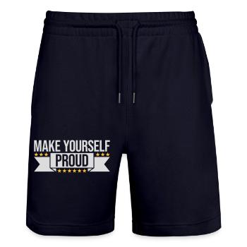make yourself proud Zitat - Stanley/Stella Unisex Bio Joggingshorts Trainer  - Dark navy - Vorne - Nik (191cm) & Marisol (170cm)