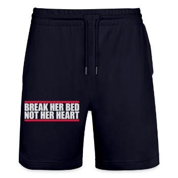 break her bed Zitat - Stanley/Stella Unisex Bio Joggingshorts Trainer  - Dark navy - Vorne - Nik (191cm) & Marisol (170cm)