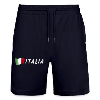ITALIA lettering with flag - Stanley/Stella Trainer Unisex Organic Jogging Shorts - dark navy - Front - Nik (191cm) & Marisol (170cm)