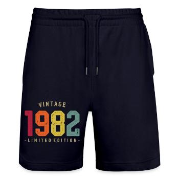 Millésime 1982 Edition Limitée - Short de jogging bio TRAINER Stanley/Stella unisexe - marine foncé - Devant - Nik (191cm) & Marisol (170cm)