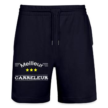 Cadeau meilleur carreleur - Short de jogging bio TRAINER Stanley/Stella unisexe - marine foncé - Devant - Nik (191cm) & Marisol (170cm)