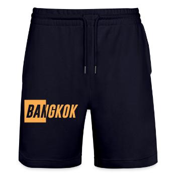 Bangkok Design - Stanley/Stella Trainer Unisex Organic Jogging Shorts - dark navy - Front - Nik (191cm) & Marisol (170cm)