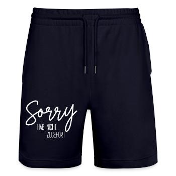  Nicht Zugehört Spruch - Stanley/Stella Unisex Bio Joggingshorts Trainer  - Dark navy - Vorne - Nik (191cm) & Marisol (170cm)