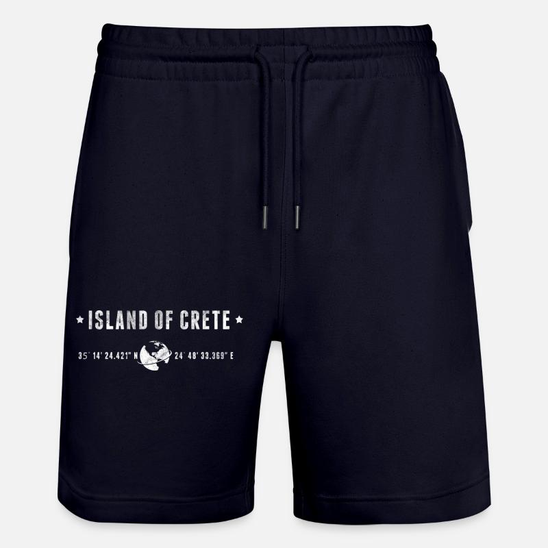 Crète Coordonnées Géographiques Stylisées - Short de jogging bio TRAINER Stanley/Stella unisexe - marine foncé
