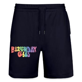 Birthday Girl - Groovy Retro Vintage - Fleurs - Short de jogging bio TRAINER Stanley/Stella unisexe - marine foncé - Devant - Nik (191cm) & Marisol (170cm)